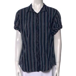 Xirena Metallic Striped Channing Top Black Cotton M